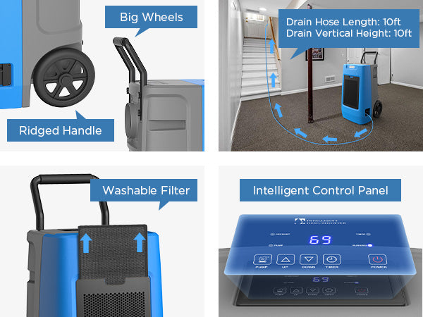 ANDTE 190 Pints Commercial Dehumidifier with Pump, Industrial Dehumidifier for Basements, Covers up to 6500 Sq.ft
