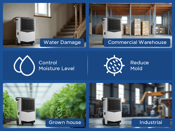 AVAHUM Commercial Dehumidifier, 160 Pints Large Dehumidifier with Pump Drain Hose, Up to 7,500 sq. ft, for Crawl Space, Basement, Warehouse, Water Damage Restoration, Job Sites