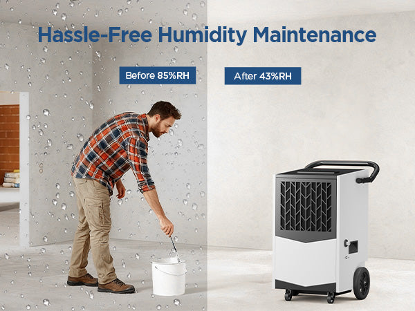 AVAHUM Commercial Dehumidifier, 160 Pints Large Dehumidifier with Pump Drain Hose, Up to 7,500 sq. ft, for Crawl Space, Basement, Warehouse, Water Damage Restoration, Job Sites