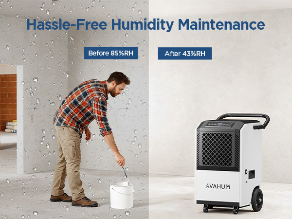 AVAHUM 160 Pints Commercial Dehumidifier with Pump, Drain Hose and Washable Filter Space up to 7500 Sq. Ft, for Basements, Industrial or Commercial Spaces - 1 Year Quality Coverage