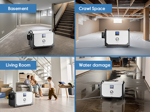 ANDTE 145 Pints Crawl Space Dehumidifier for Basement, Commercial Dehumidifier with Drainage Hose,