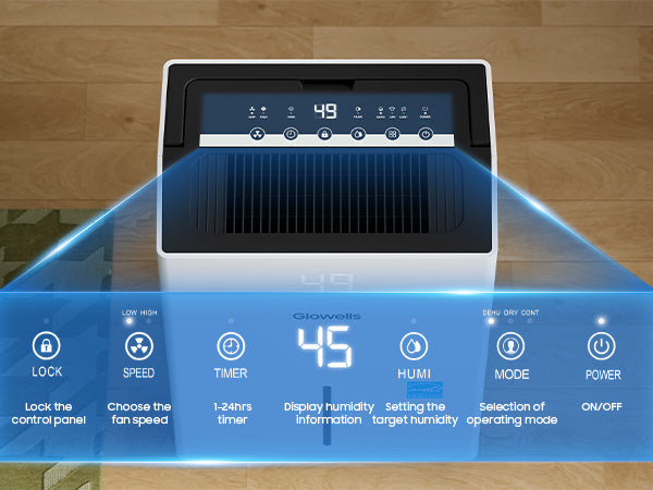 Glowells  82 Pints Energy Star Dehumidifier for Home, 5500 Sq.Ft Basement Dehumidifier with Drain Hose for Large Room Bathroom Bedroom, Compressor Dehumidifiers with Smart Humidity Control, Auto Defrost