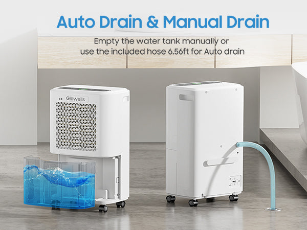 Glowells 2500 Sq.Ft Dehumidifiers for Home Basement with Drain Hose, 34 Pints Large Room Dehumidifier Portable with Smart Humidity Control, 3 Opeartion Modes for RV, Bathroom, Bedroom