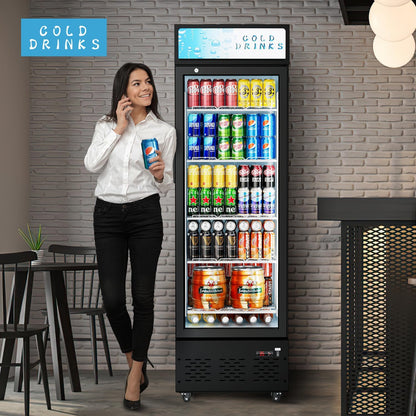 Commercial Merchandiser Refrigerator, One Glass Door, 12 cu.ft, Upright Display Beverage Cooler