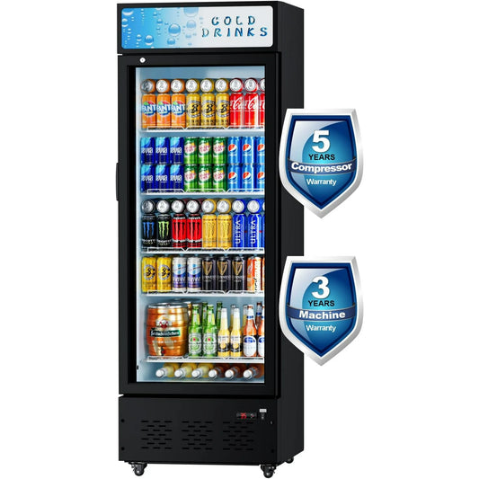 Commercial Merchandiser Refrigerator, One Glass Door, 15 cu.ft, Upright Display Beverage Cooler