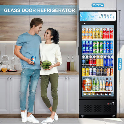 Commercial Merchandiser Refrigerator, One Glass Door, 15 cu.ft, Upright Display Beverage Cooler