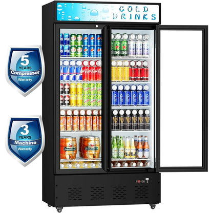 Commercial Merchandiser Refrigerator, Two Glass Door, 30 cu.ft, Upright Display Beverage Cooler