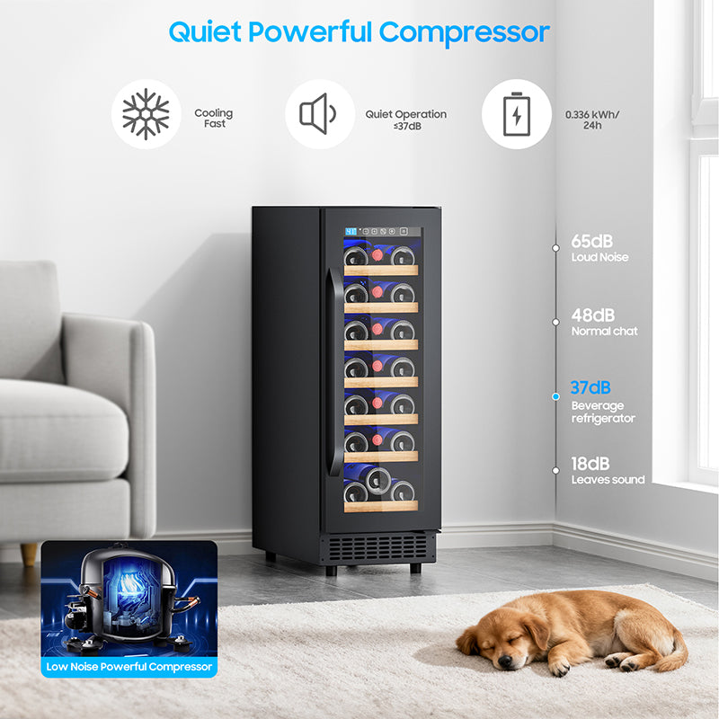 21 Bottle Wine Fridge Small 12 Inch Refrigerator Freestanding/Built in, Compressor 2Cu.Ft Wine Cooler w/Lock & LED Display, 41℉-64℉ Digital Temperature Control Fridge for Cubicle under Counter