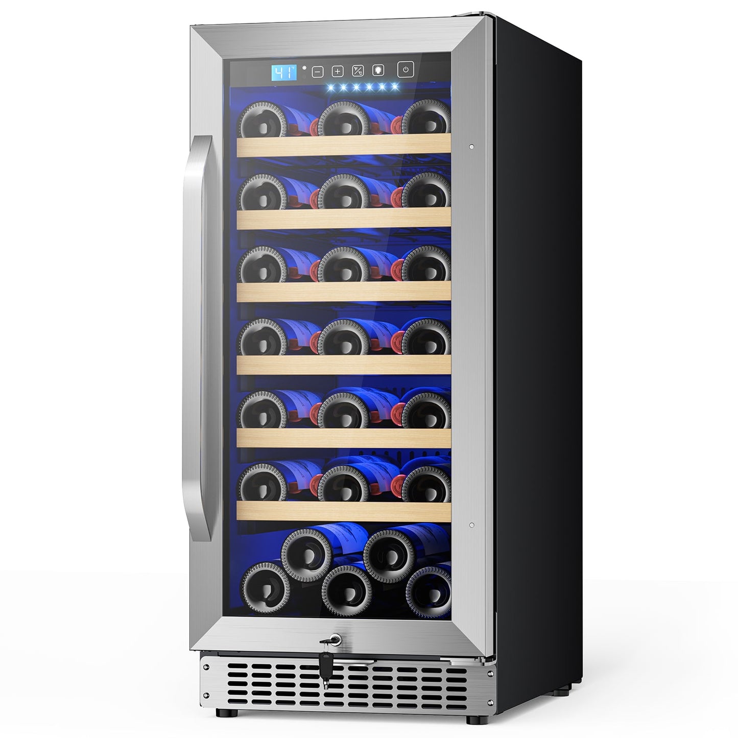 15In Wine Fridge Small, 35Bottle Wine Cooler Refrigerator Under Counter