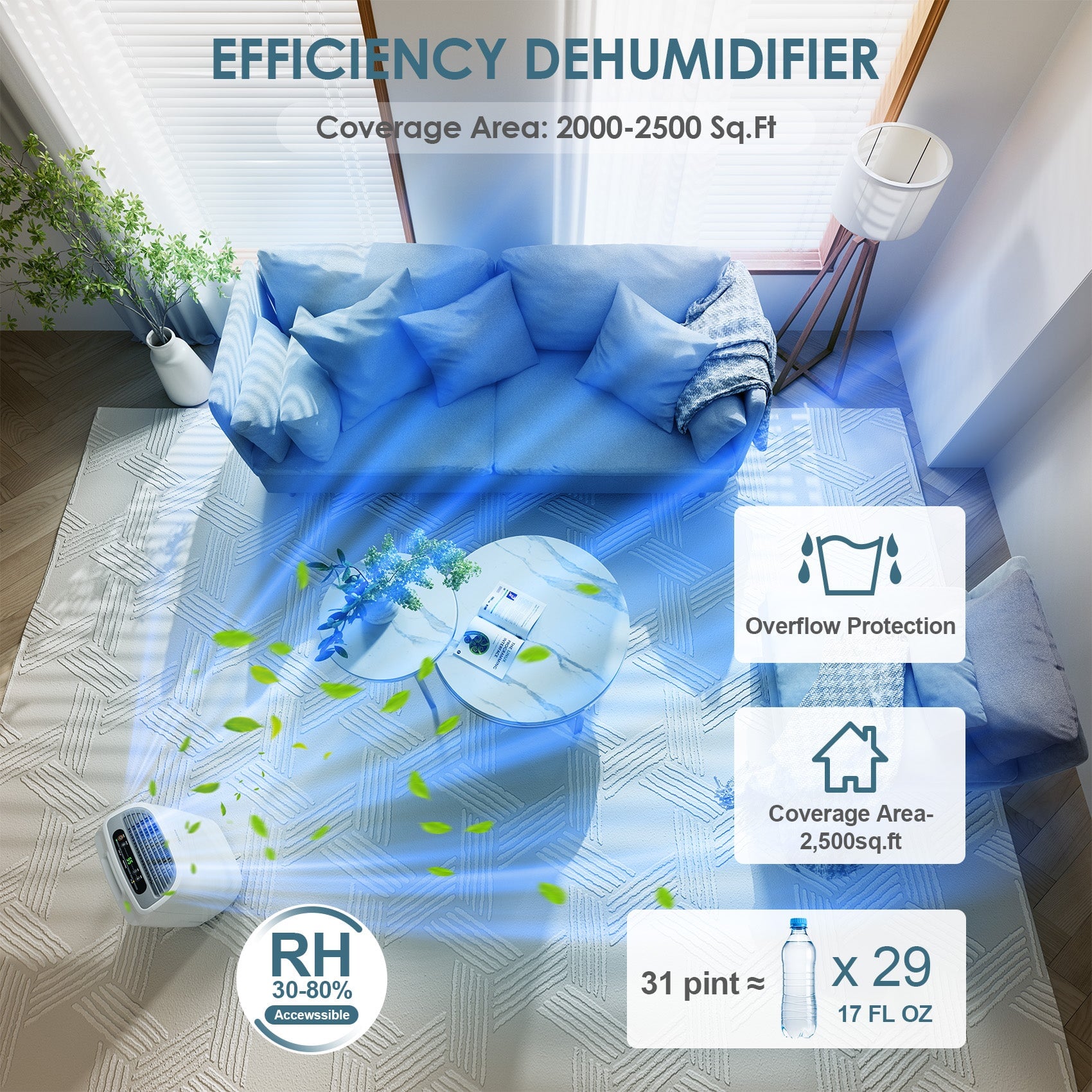 ANDTE PD161A home dehumidifier  coverage area 2500 sq.ft